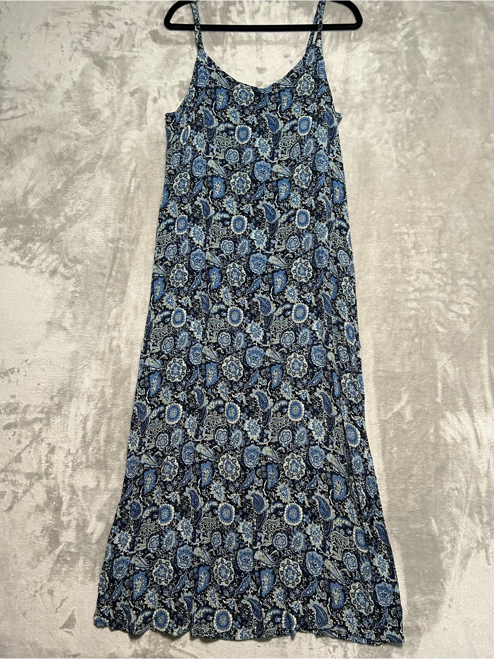 Old Navy Adjustable Paisley Floral Maxi Dress Women’s 14 Blue